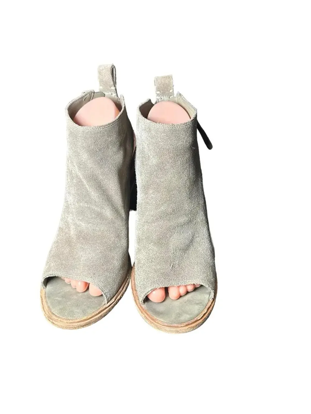 Dolce Vita Phenix Tan Suede Open Toe Booties Size 7.5